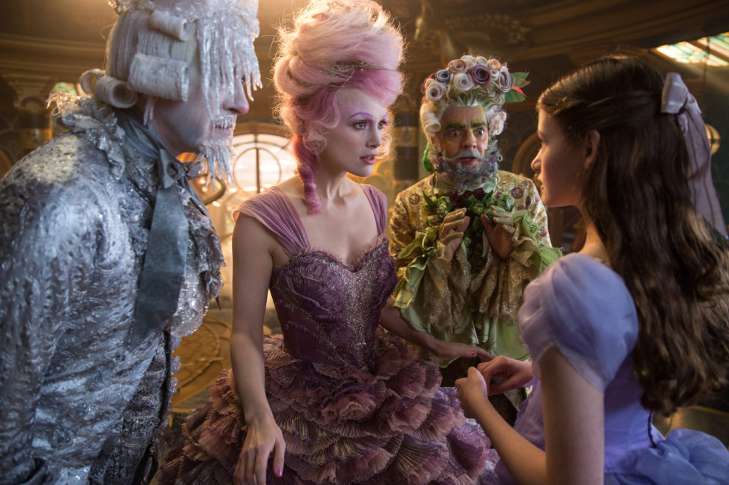 Richard E. Grant is Shiver, Keira Knightley is The Sugar Plum Fairy, Eugenio Derbrez is Hawthorne and Mackenzie Foy is Clara in Disney’s THE NUTCRACKER AND THE FOUR REALMS.