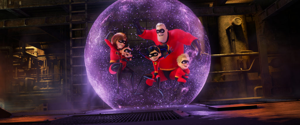 PRACTICE MAKES PERFECT – In the midst of battling the Underminer villain, Violet protects her family by throwing one of her most super force fields yet. Featuring Sarah Vowell as the voice of Violet, Holly Hunter as the voice of Helen, Craig T. Nelson as the voice of Bob and Huck Milner as the voice of Dash, Disney•Pixar’s “Incredibles 2” busts into theaters on June 15, 2018. ©2018 Disney•Pixar. All Rights Reserved.